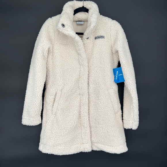 NWT Women's Columbia Chalk Sherpa Teddy Long Jacket XS - Picture 2 of 8